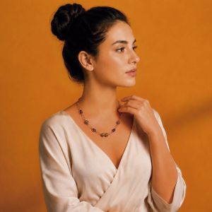 collar capim dourado con amatista y eslabones