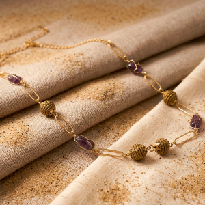 collar capim dourado con amatista y eslabones