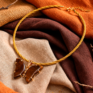 collar piedra natural de ojo de tigre