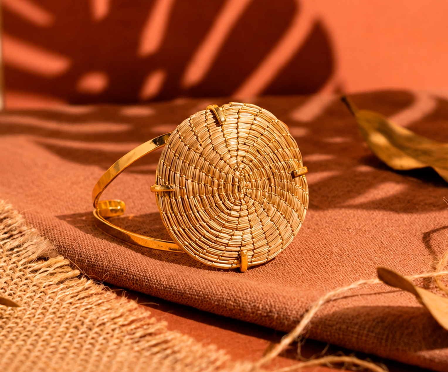brazalete circular de capim dourado natural brazalete circular de capim dourado natural