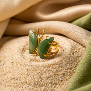 Mamedio Accesorios | Oro Vegetal | Joyería Artesanal en Sevilla anillo mariposa con aventurina verde