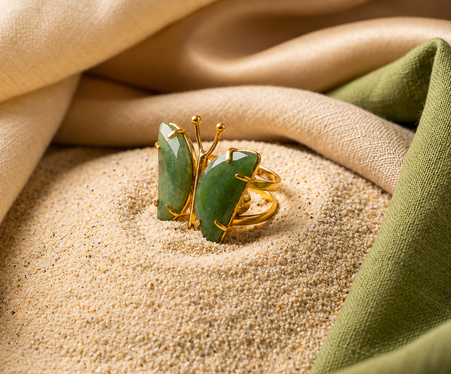 anillo mariposa con aventurina verde anillo mariposa con aventurina verde