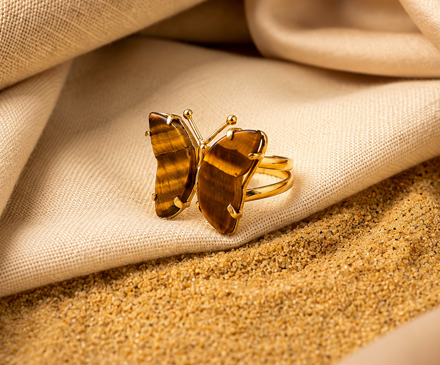 anillo mariposa con ojo de tigre anillo mariposa con ojo de tigre