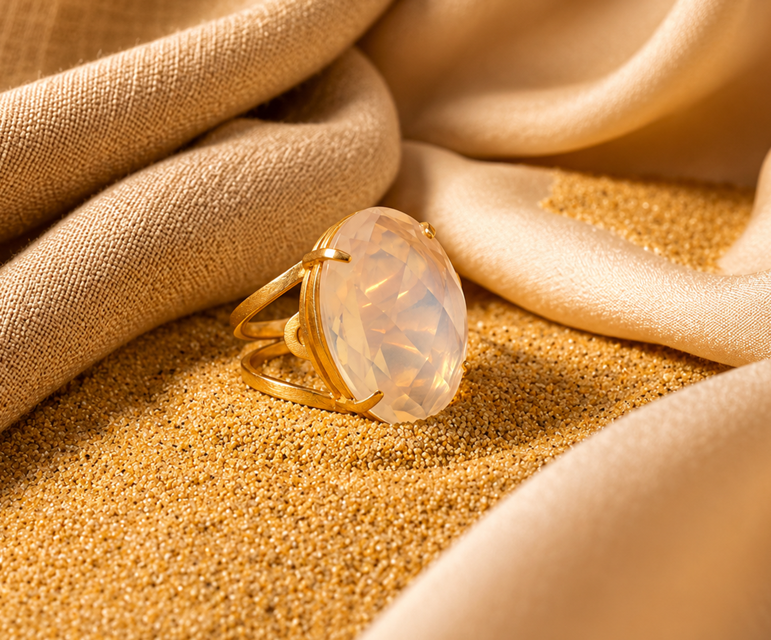 anillo dorado con cuarzo anillo dorado con cuarzo